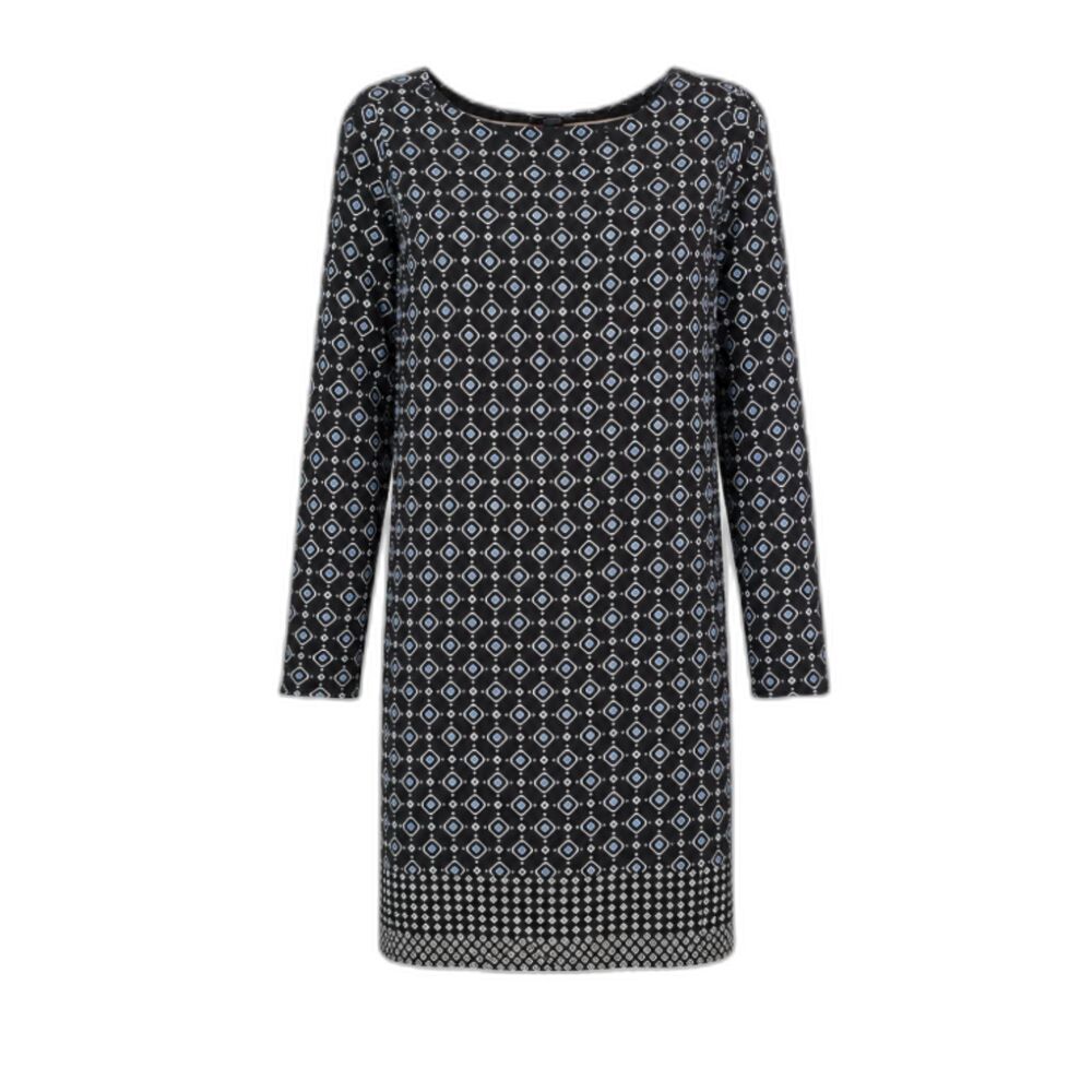 J. Jill Womens S Long Sleeve Lightweight Black Blue Geometric Shift Dress